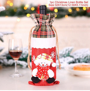 Christmas Wine Bottle Cover Merry Christmas Decor For Home 2020 Natal Noel Christmas Table Decor Xmas Gift Happy New Year 2021