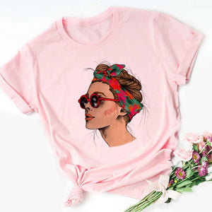 2021 Vogue Cool Spring Summer Girls Print Women Blouses Pink Summer Casual Harajuku O-Neck Shein Femme Tops Shirt Plus Size