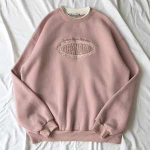 Mooirue Spring Women Pink Sweatshirt Letter Embroidery Thickening 2 In 1 Pullovers Tops
