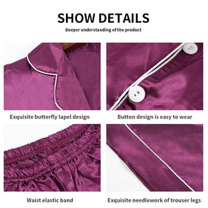 Sleepwear Women's Faux Silk Satin Pajamas Set Nightwear Long Sleeve Pajamas Home Clothes Set For women Sleeping Shirt Home Wear