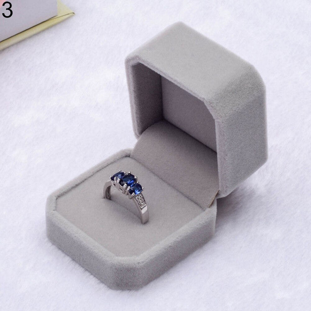 Hot Sale Blue Black Velvet Engagement Wedding Stud Earring Ring Pendant Jewelry Package Display Box Organizer Storage Gift Case