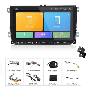 Podofo Android 8.1 Car Radio Stereo 9'' Multimedia Player Autoradio Mirror Link for VW Passat Golf MK5 MK6 Jetta Touran Seat