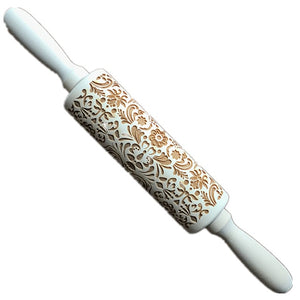 New Leaf Christmas Deer Wooden Rolling Pin Embossing Baking Cookies Noodle Biscuit Fondant Cake Dough Patterned Roller Snowflake