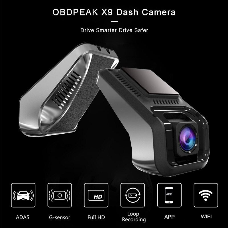 X9 Pro caméra de tableau de bord WiFi | Caméra enregistreur DVR, Full HD 1080P, caméra de tableau de bord Cycled DVR avec rétroviseur, numérique
