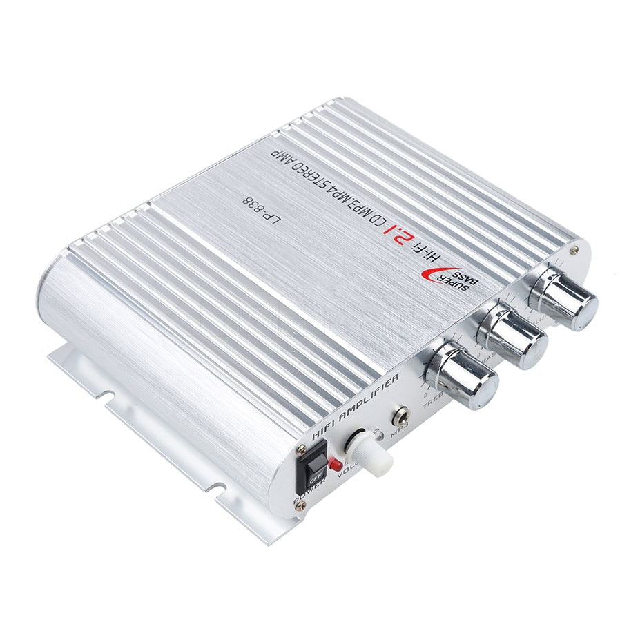 Mini Hi-Fi Amplificateur Stéréo SCE POUR LVPIN 12V 200W MP3 Autoradio amplificateur de puissance Audio 2.1CH Maison Super Basse
