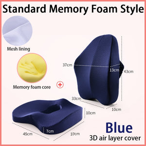 Memory Foam Seat Cushion Orthopedic Pillow Coccyx Office Chair Cushion Support Waist Back Cushion Car Seat Hip massage Pad Sets