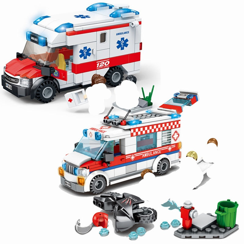 New Medical Ambulance Bricks City Fire Control Series Garbage Truck Building Blocks Model Compatible Educational Toys For Child