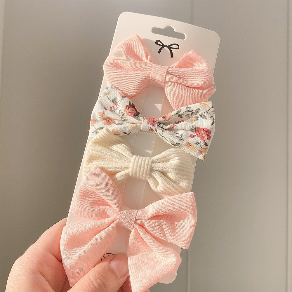 4PCS/SET 2021 New Girls Leopard Hairpins Kids Sweet Hair Clips Barrettes Lovely Hair Bows Children Cute Kids Hair Accessories