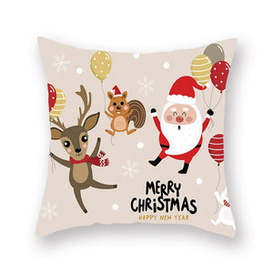 Elk Deer Santa Claus Snowman Christmas Cushion Cover Throw Pillow Xmas New Year Decor Home Decoration Polyester Pillowcase 40543