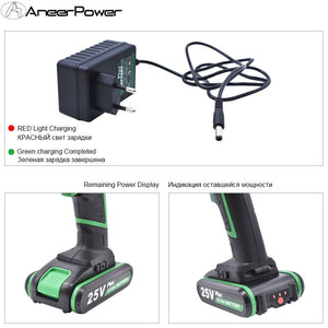 25V 21V 16V 12V Plus Double Speed Electric Drill Cordless Hand Drill Mini Electric Screwdriver Rechargable Lithium Battery Drill