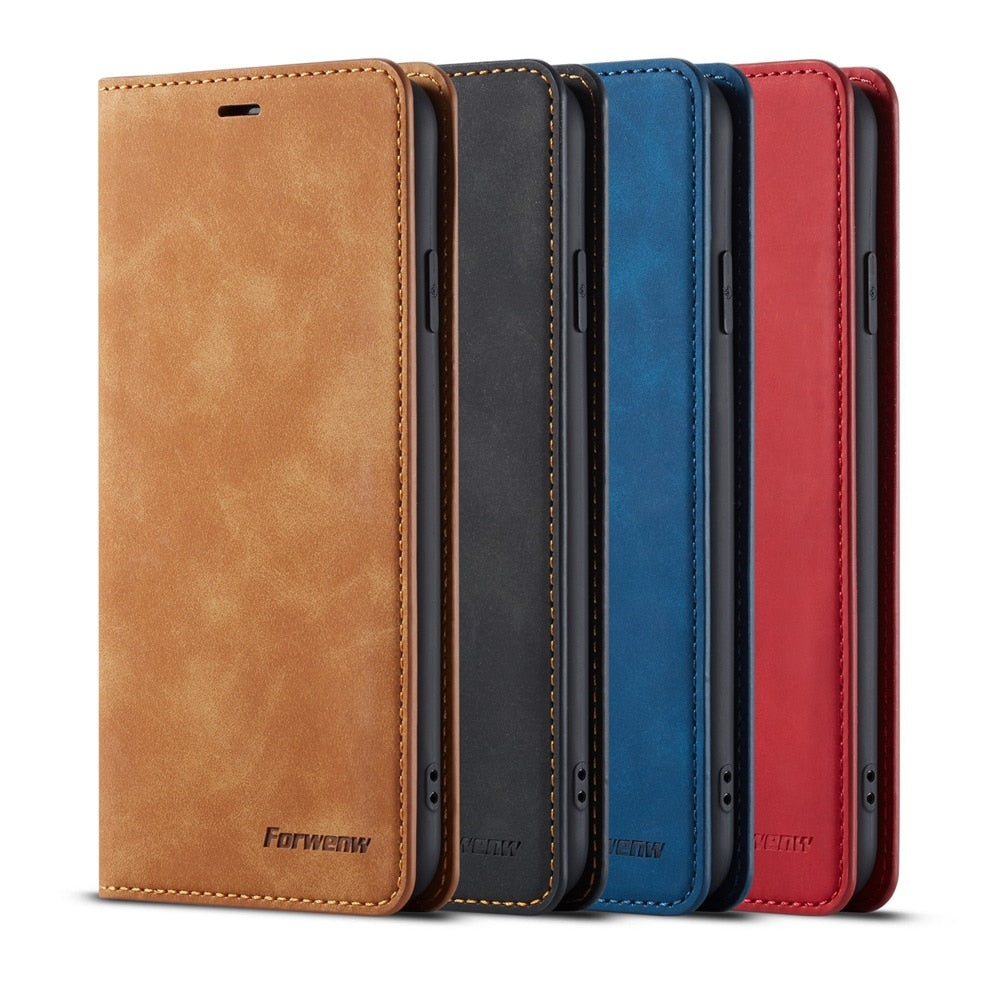 Ultra Thin Suede Leather Wallet Case for iPhone 11 12 Pro Max Mini XR XS 8 7 6s 6 Plus SE 2020 5S 5 Flip Cover Strong Magnetic