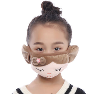 New Fashion Winter Earmuffs for Girls Bowknot Rabbit Earmuff Mouth Cover Plus Velvet Boys Ear Muff Wrap Band Ear Warmer Earlap