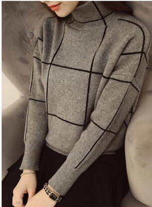 Turtleneck Sweater Women Pullover Patchwork Outfit New Casual Loose Han Edition Thick Long Sleeve Knit Clothes Vestidos LXJ974