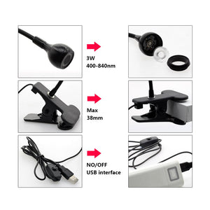 USB Led Desk Light Mini Clip-On Flexible Bright Led UV Lamp Adjustable Glue Nail Dryer Cash Medical Product Detector with Switch