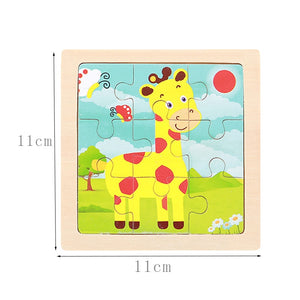 Intelligence Kids Toy Wooden 3D Puzzle Jigsaw Tangram for Children Baby Cartoon Animal/Traffic Puzzles Educational Learning Toys