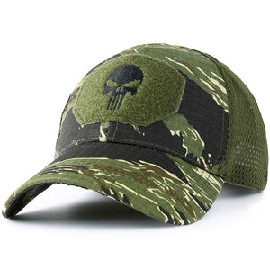 Skull Tactical Military Airsoft Cap Adjustable Breathable Sun Visor Trucker Hat Mesh Hunting Hiking Baseball Skeleton Snapback