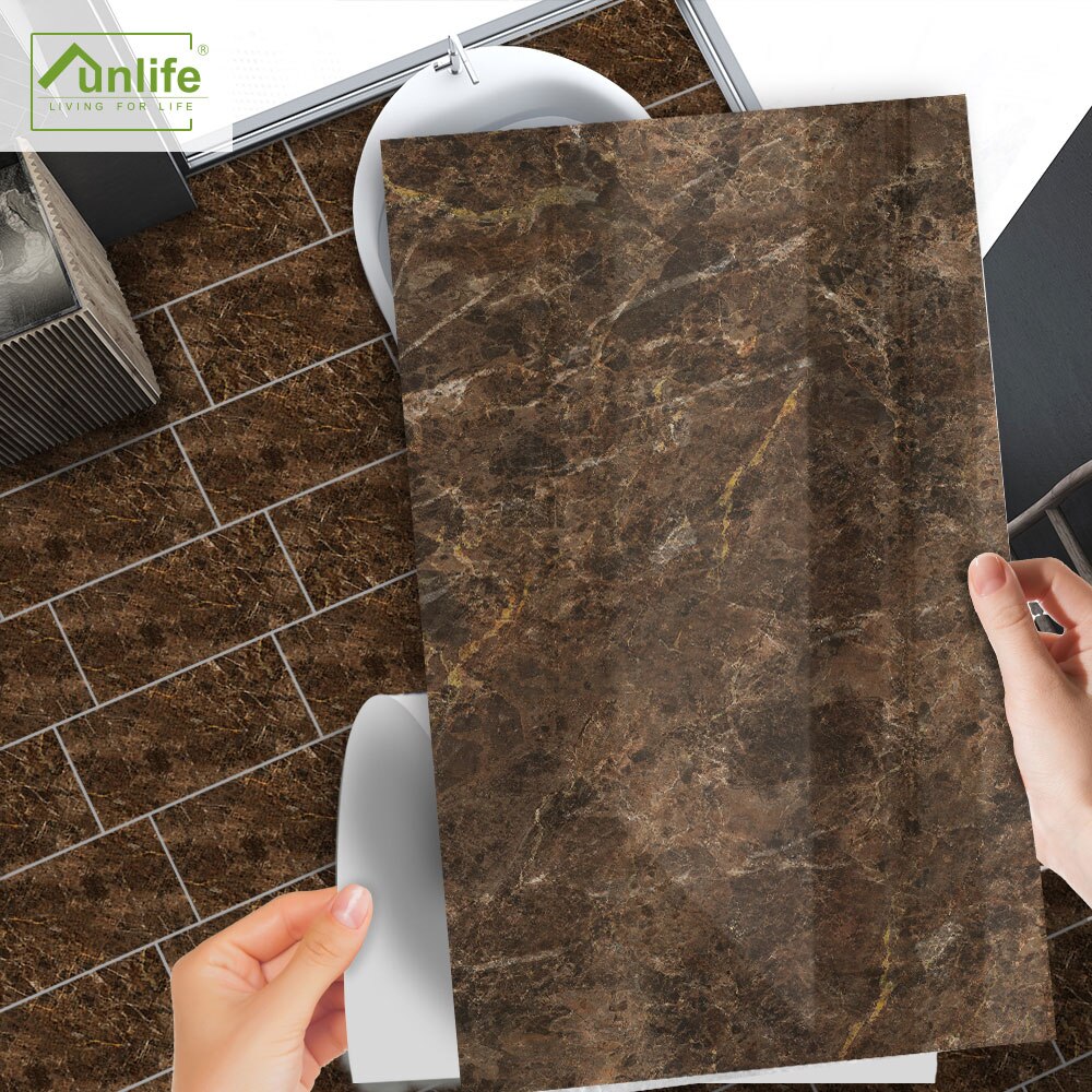 Funlife[R] NOUVELLE MAISON[TM] 30x60cm Black and White Marble Waterproof PVC Tile Sticker For Kitchen Bathroom Floor Sticker
