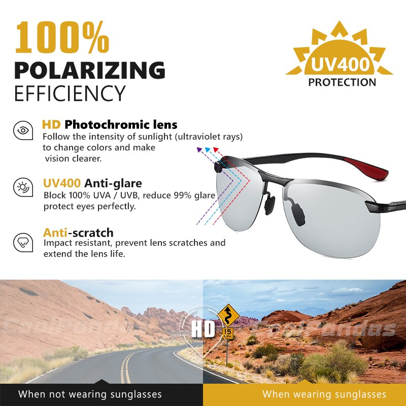 2020 Brand Photochromic Men Sunglasses Polarized Glasses Day Night Vision Driving Sun Glasses For Male Oculos De Sol Masculino