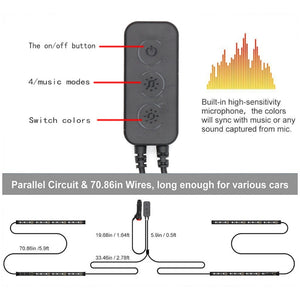 48 LED Car Footwell Light Ambient Lamp With USB App Remote Box Control Multiple Modes Automotive Interior Decorative Lights