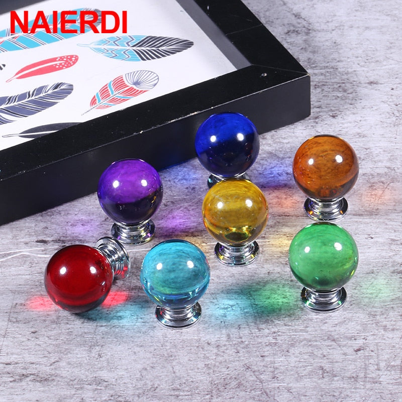 NAIERDI 30mm Crystal Ball Furniture Knob Kitchen Cupboard Door Pulls Drawer Knobs Cabinet Handles Wardrobe Door Handles Hardware