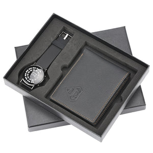Mens Watches Luxury Minimalist Quartz Wrist Watch Card Holder Wallet Watches Men Gift Set Watches for Dad Husband Boy Friend