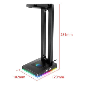 Havit TH630 RGB Headphones Stand with 3.5mm AUX and 2 USB Ports, Headphone Holder for Gamers Gaming PC Accessories Desk