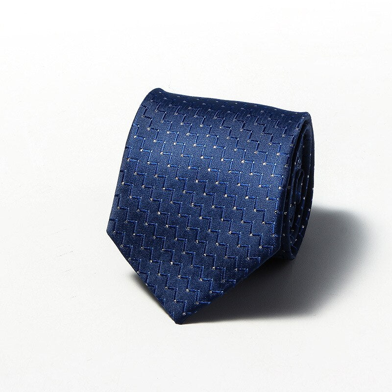 Luxury Fashion Striped Plaid Men's Tie Red Blue Grey Classic Neck Ties Leisure Business Wedding High Quality 8cm Silk Necktie