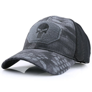 Skull Tactical Military Airsoft Cap Adjustable Breathable Sun Visor Trucker Hat Mesh Hunting Hiking Baseball Skeleton Snapback