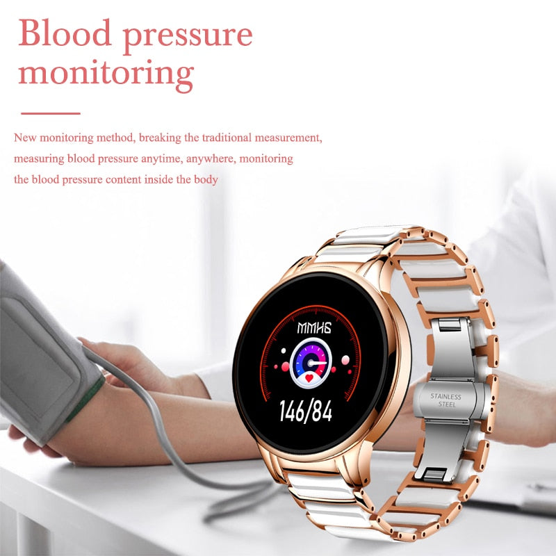 LIGE Luxury Smart Watch Women Waterproof Sports Fitness Tracker For Android ios Reloj inteligente Ceramic Strap smart watch Men