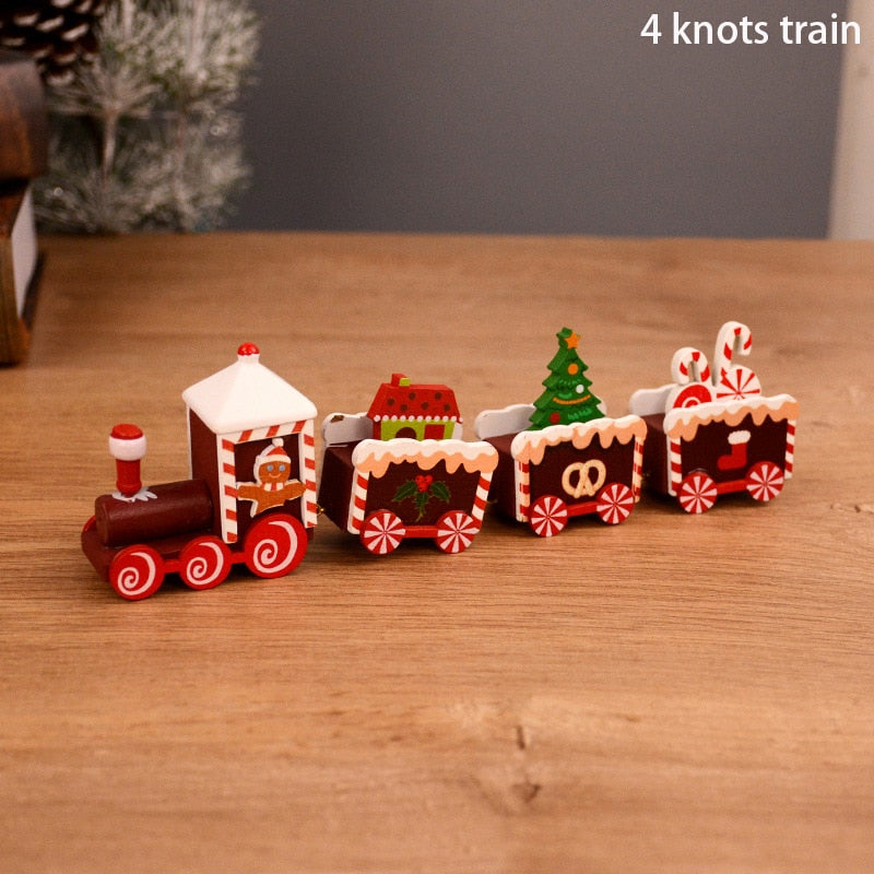 Wooden Christmas Train Ornament Christmas Decoration For Home Santa Claus Gift Toys Crafts Table Deco Navidad Xmas 2021 New Year