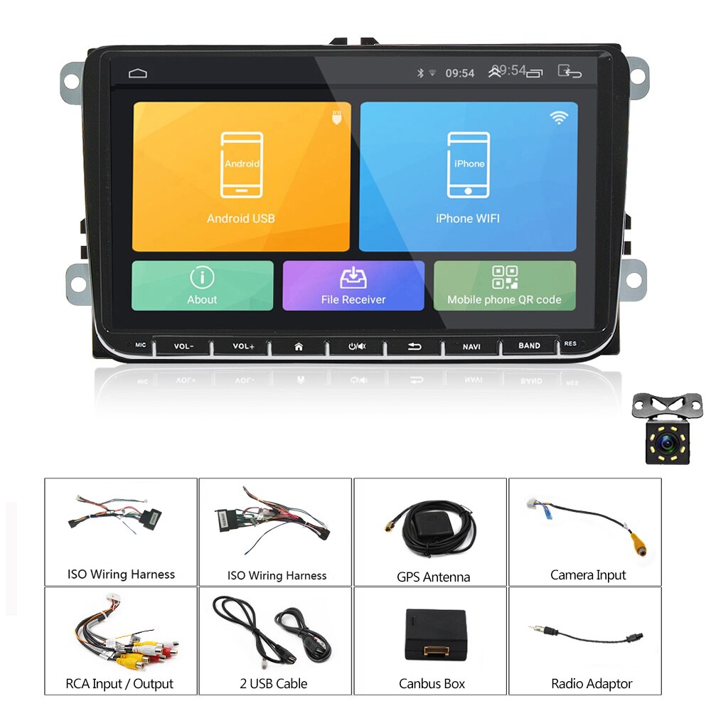 Podofo Android 8.1 Car Radio Stereo 9'' Multimedia Player Autoradio Mirror Link for VW Passat Golf MK5 MK6 Jetta Touran Seat
