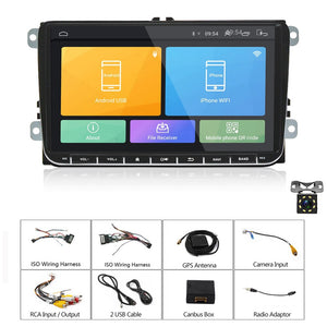 Podofo Android 8.1 Car Radio Stereo 9'' Multimedia Player Autoradio Mirror Link for VW Passat Golf MK5 MK6 Jetta Touran Seat