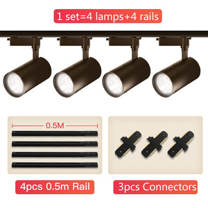 Whole Set LED Track Lights 12/20/30/40W 220V COB Track Lamp Rail Spotlights Track Lighting Fixture Spot Lights for Home Store