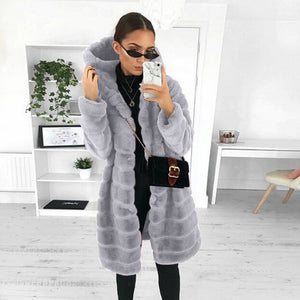 Winter Casual Solid Teddy Coat Women Long Sleeve Fleece Long Jacket Hooded Lamb Fur Coat Outerwear Fourrure #T2G
