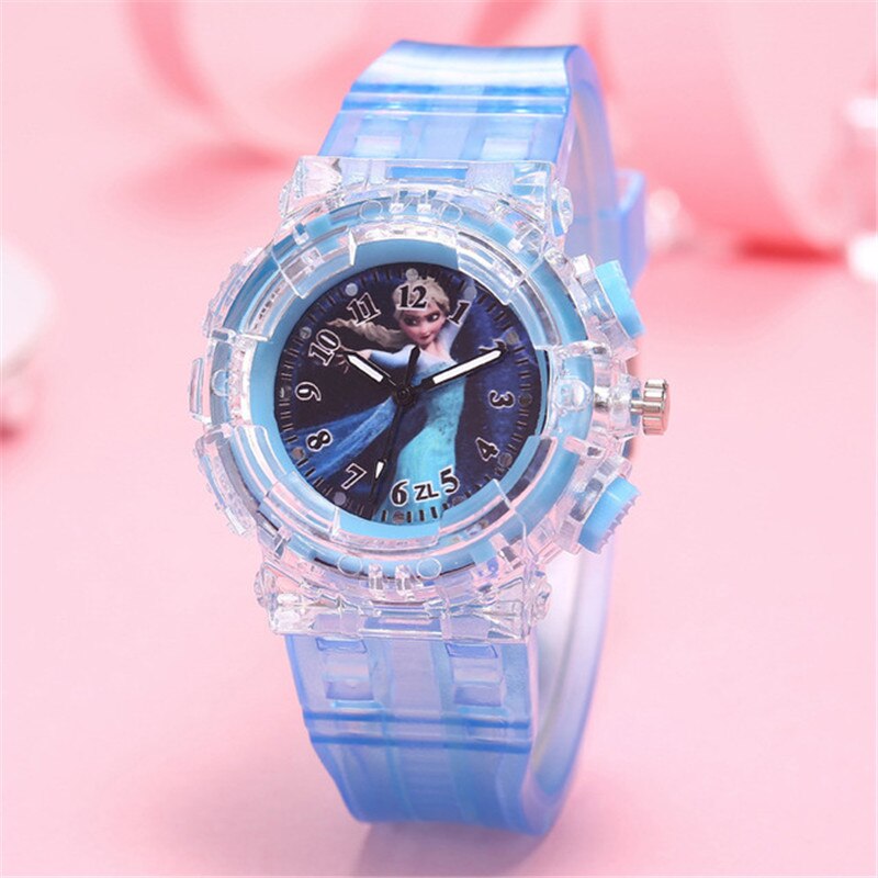 Disney Frozen 2 Princess Pattern Children toy Luminous watch Crystal Cartoon Leather Quartz Wristwatch for Girls Kids Toy Gift