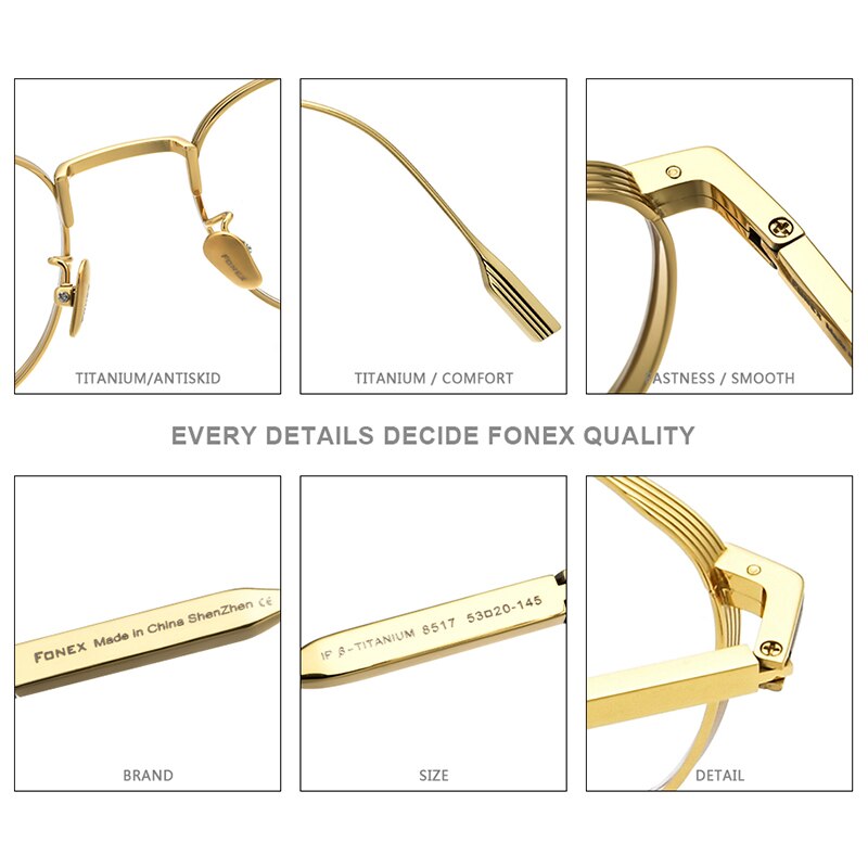 FONEX Pure Titanium Glasses Frame Women Vintage Round Myopia Optical Prescription Eyeglass Frame Men 2020 New Titan Eyewear 8517