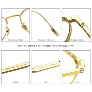 FONEX Pure Titanium Glasses Frame Women Vintage Round Myopia Optical Prescription Eyeglass Frame Men 2020 New Titan Eyewear 8517