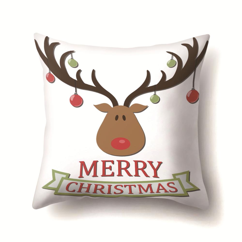 Elk Deer Santa Claus Snowman Christmas Cushion Cover Throw Pillow Xmas New Year Decor Home Decoration Polyester Pillowcase 40543