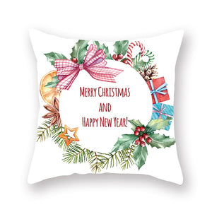 Elk Deer Santa Claus Snowman Christmas Cushion Cover Throw Pillow Xmas New Year Decor Home Decoration Polyester Pillowcase 40543