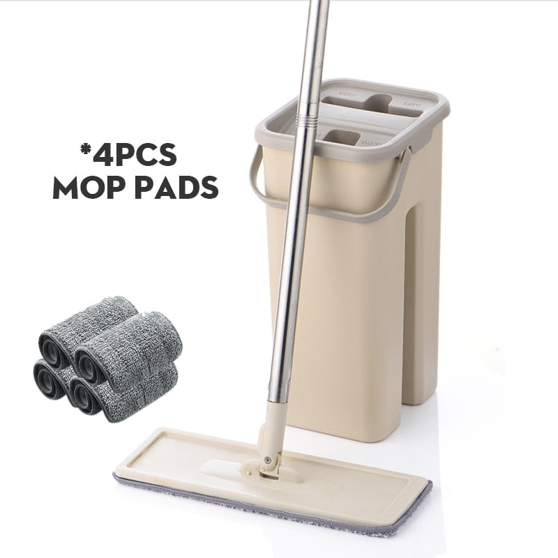 Magic Cleaning Microfiber Mop and Bucket Free Hand Mop with Bucket Floor Flat Mop Home Kitchen Floor Cleaner tool Drop Shipping