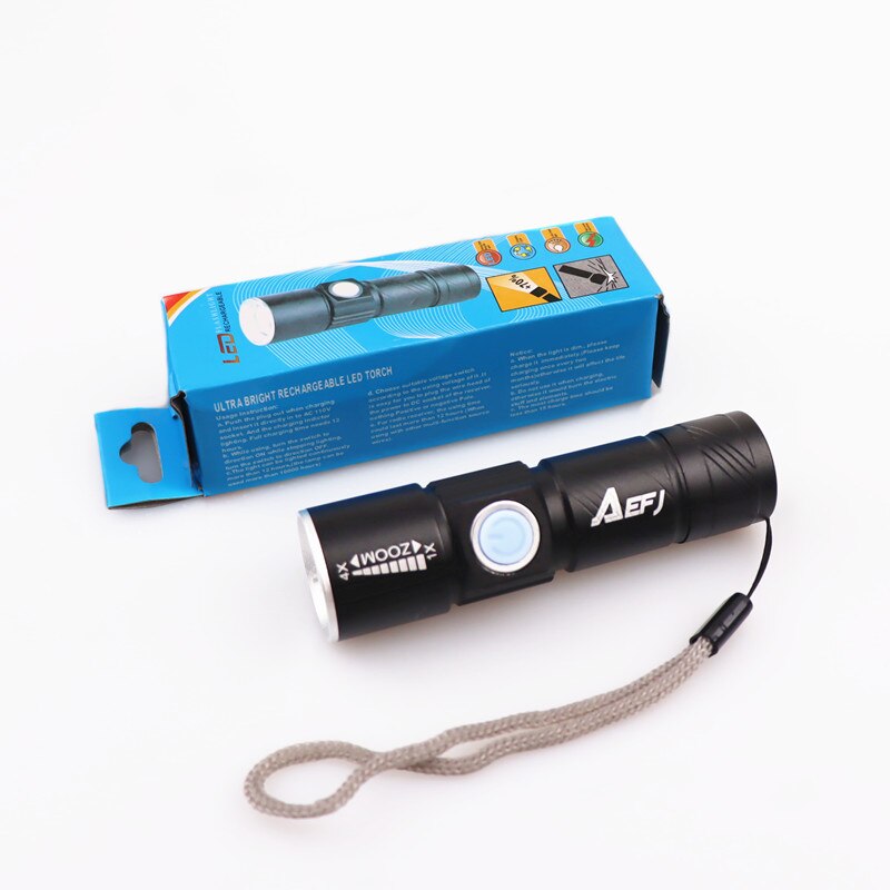 Mini USB XPE Q5LED Flashlight Torch Outdoor Camping Light Rechargeable Waterproof Zoomable Lamp Bicycle 3 Mode Handy Flash Light