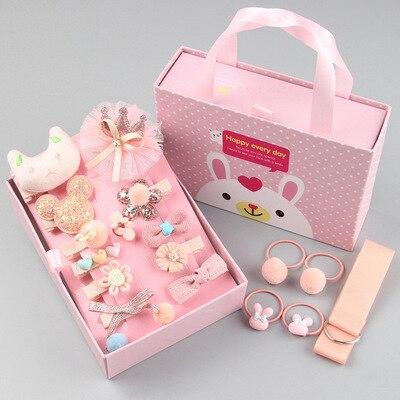 18 Pcs/Box Children Hair Accessories for Girls Hair Clips Headbands Cute Bow Flowers Cartoon Animals Shape Hair Accessories