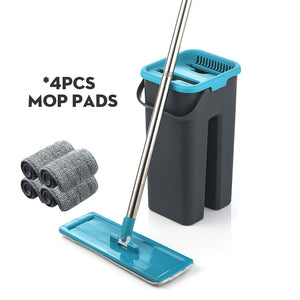 Magic Cleaning Microfiber Mop and Bucket Free Hand Mop with Bucket Floor Flat Mop Home Kitchen Floor Cleaner tool Drop Shipping