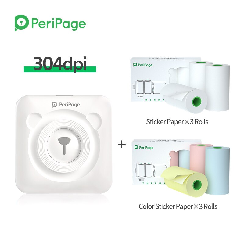 PeriPage Portable Thermal Bluetooth Printer 304dpi Thermal Picture Photo label Mini Printer for Android IOS Mobile Phone