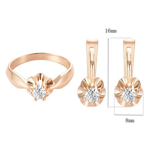 FJ Big Sales 3 Style Women Blue/White Stone Jewelry Sets 585 Gold Color Cubic Zircon Flowers Earrings+Rings Jewelry