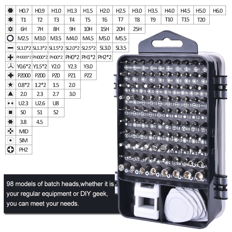 KINDLOV 112 in 1 Screwdriver Set of Screw Driver Bit Set Multi-function Precision Mobile Phone Repair Device Hand Tools Torx Hex