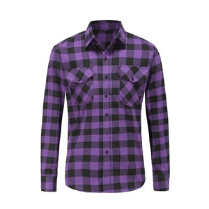 Jeetoo European/US Size Men Flannel Plaid Shirts Cotton 2021 Casual Long Sleeve Shirt Warm Comfort Regular Fit Man Blouse
