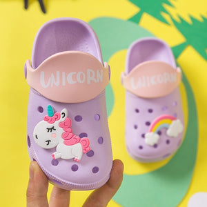 2020 Unicorn Shoes Slippers For Boy Girl Rainbow Shoes Summer Toddler Animal Kids Indoor Baby Slippers Pvc Cartoon Kids Slippers
