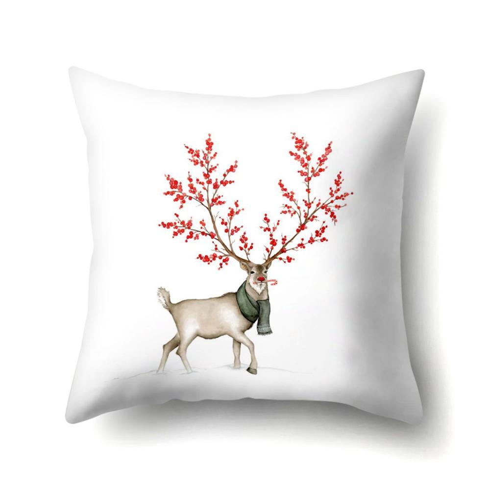 Elk Deer Santa Claus Snowman Christmas Cushion Cover Throw Pillow Xmas New Year Decor Home Decoration Polyester Pillowcase 40543
