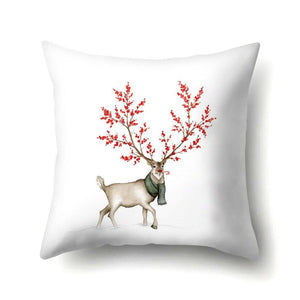 Elk Deer Santa Claus Snowman Christmas Cushion Cover Throw Pillow Xmas New Year Decor Home Decoration Polyester Pillowcase 40543